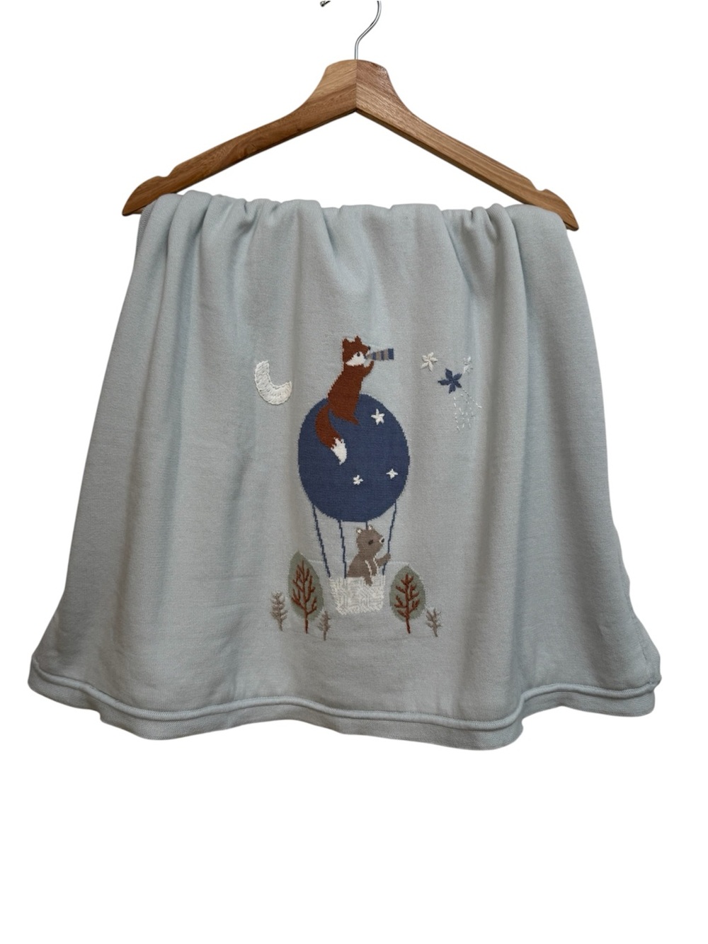 Elegant Baby Knit Fur Back Magical Adventure Blanket Fox Hot Air Ballon Squirrel